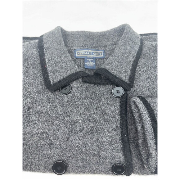 HERMAN GEIST Jacket Gray Wool PL Boiled Wool Double Breasted Sweater Women’s - Picture 1 of 7